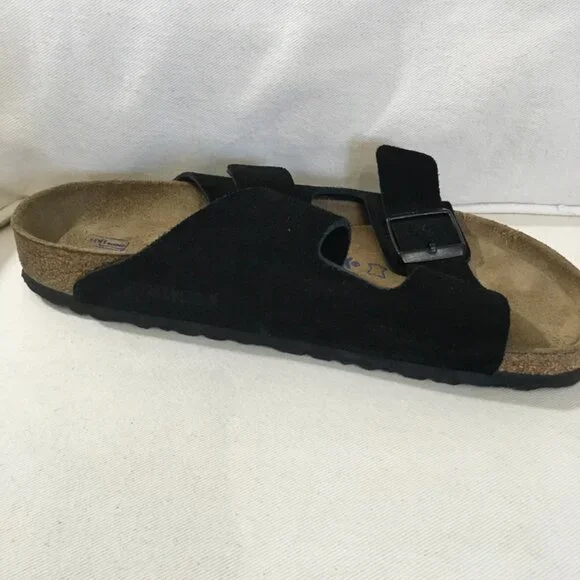 NWOT Birkenstock Arizona Black Suede Slide Sandal L10/M8 - Picture 6 of 6